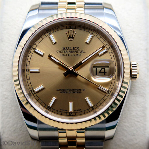 Rolex 116233 Datejust 18K/SS with Champagne Stick Dial on Jubilee - Image 3