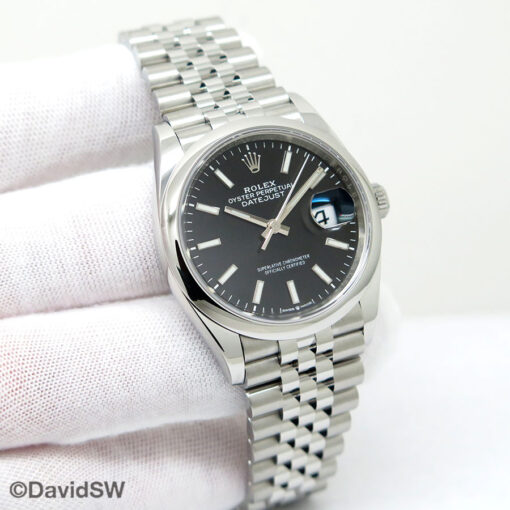 Rolex 126200 Datejust with Black Stick Dial on Jubilee