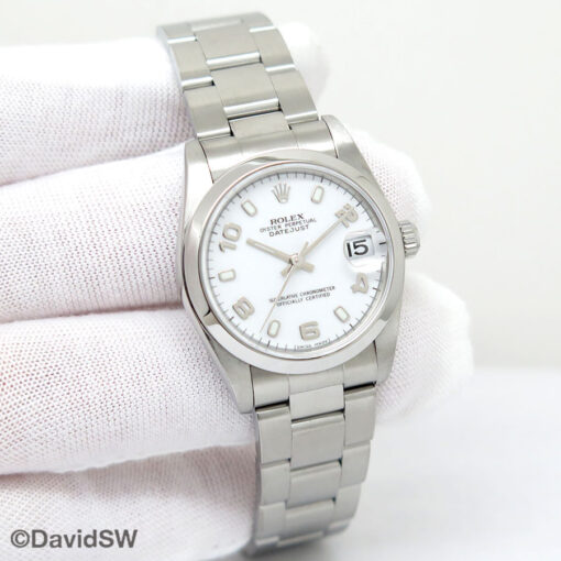 Rolex 78240 Datejust with White Arabic Dial on Oyster