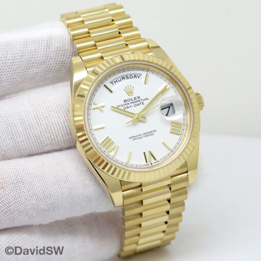 Rolex 228238 Day Date 40 18K Yellow Gold with White Roman Dial