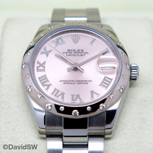 Rolex 178344 Datejust with Pink Roman Dial with Dome Diamond Bezel on Oyster - Image 3
