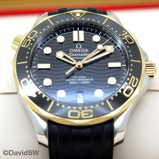 Omega Seamaster Diver 300m 18K Yellow/SS with Black Dial on Strap - Image 3