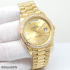 Rolex 228348RBR Day Date 40 18K Yellow Gold with Champagne Diamond Baguette Dial and Diamond Bezel