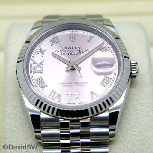 Rolex 126234 Datejust with Pink Roman Diamond “VI” and “IX” Dial on Jubilee - Image 3