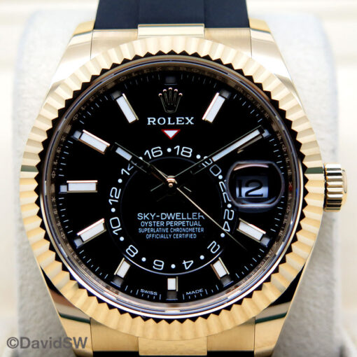 Rolex 326238 Skydweller 18K Yellow Gold with Black Dial on Oysterflex - Image 3