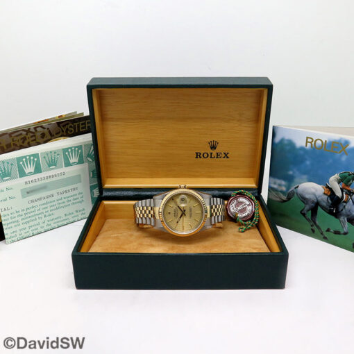 Rolex 16233 Datejust 18K/SS with Champagne Tapestry Dial on
