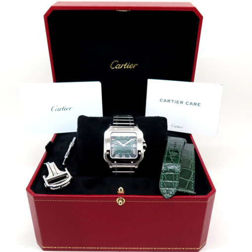 Alternative view of Cartier WSSA0061 Santos de Cartier Medium with Green Dial