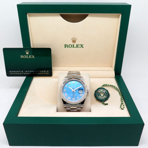Rolex 126334 Datejust 41 with Azzurro Blue Roman Dial on Oyster - Image 2