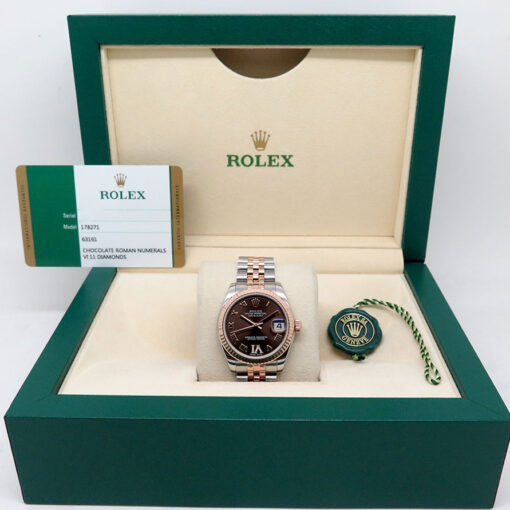 Rolex 178271 Datejust 18K/SS with Chocolate Roman Diamond "VI" Dial on Jubilee - Image 2