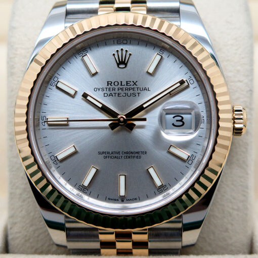 Rolex 126333 Datejust 41 18K/SS with Silver Stick Dial on Jubilee - Image 3