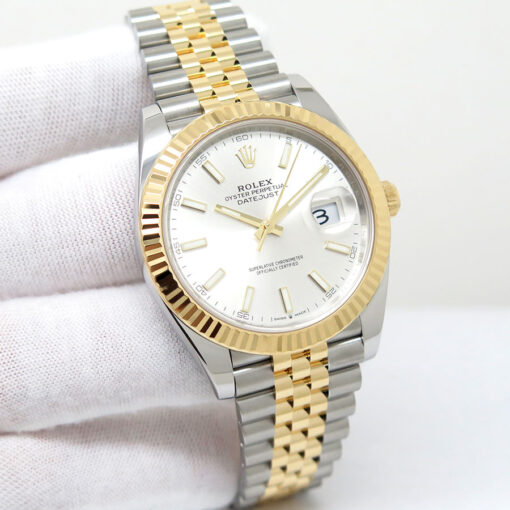 Rolex 126333 Datejust 41 18K/SS with Silver Stick Dial on Jubilee
