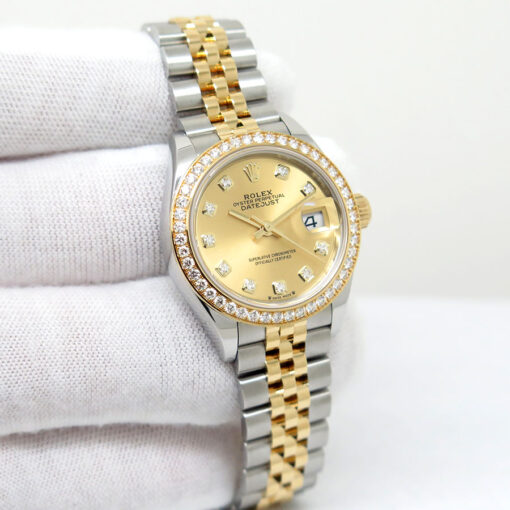 Rolex 279383RBR Datejust 18K/SS with Champagne Diamond Dial & Bezel on Jubilee