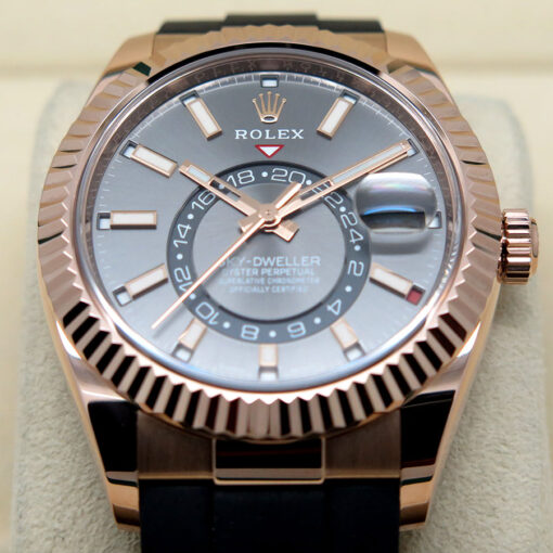 Rolex 326235 Skydweller 18K Rose Gold with Slate Dial on Oysterflex - Image 3