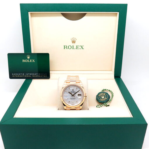 Rolex 228238 Day Date 40 18K Yellow Gold with Mother of Pearl Diamond Baguette Dial - Image 2