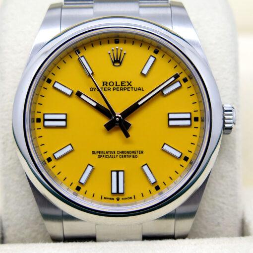 Rolex 124300 Oyster Perpetual 41mm with Yellow Dial (New Old Stock) - Image 3