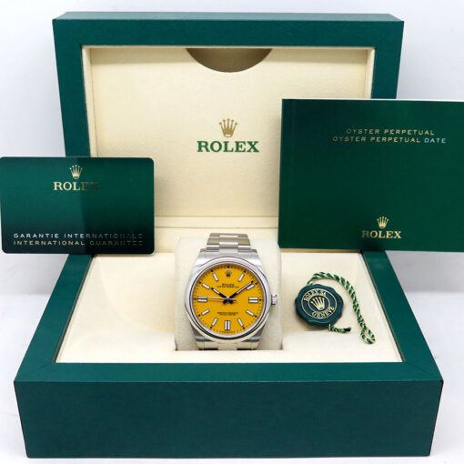 Rolex 124300 Oyster Perpetual 41mm with Yellow Dial (New Old Stock) - Image 2