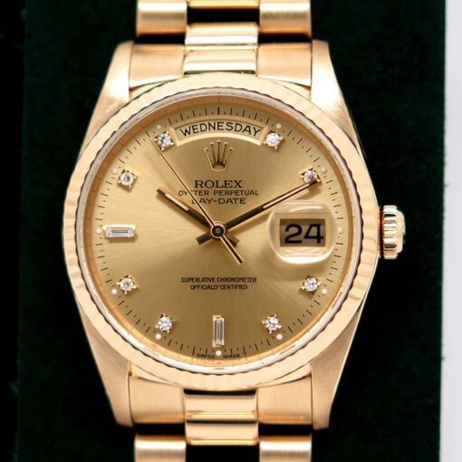 Rolex 18238 Day Date 18K Yellow Gold with Champagne Diamond Dial - Image 3