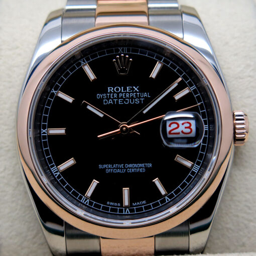 Rolex 116201 Datejust 18K/SS with Black Stick Dial on Oyster - Image 3