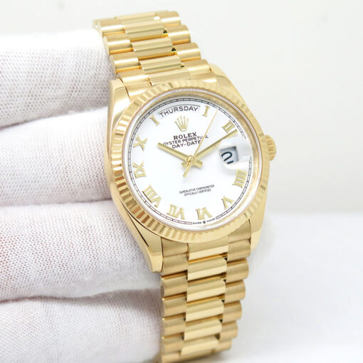 Rolex 128238 Day Date 18K Yellow Gold with White Roman Dial