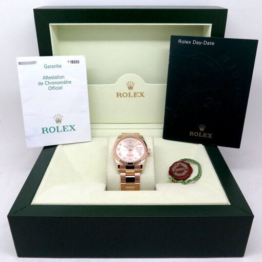 Rolex 118235 Day Date 18K Rose Gold with Pink Roman Dial on Oyster - Image 2
