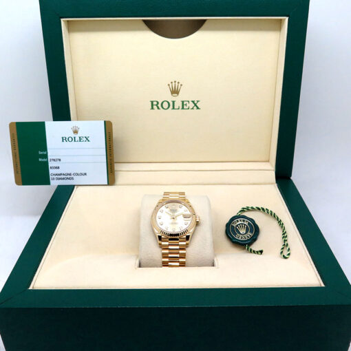 Rolex 278278 Datejust 31 Yellow Gold with Champagne Diamond Dial on President - Image 2