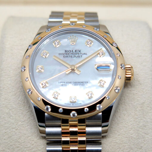 Rolex 278343RBR Datejust 18K/SS with White Mother of Pearl Diamond Dial and Diamond Bezel on Jubilee - Image 3