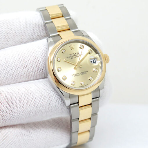 Rolex 278243 Datejust 18K/SS with Champagne Diamond Dial on Oyster