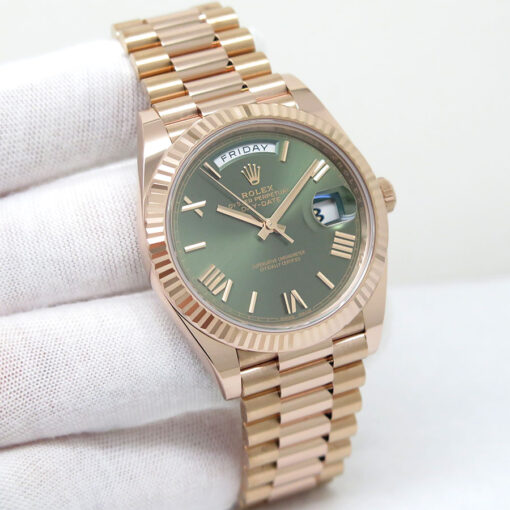 Rolex 228235 Day Date 40 18K Rose Gold with Olive Green Dial
