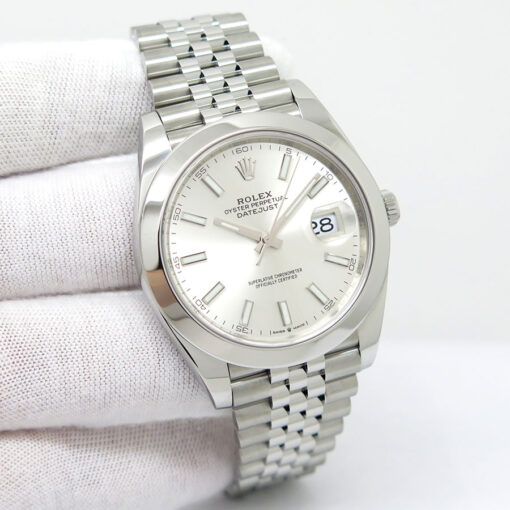 Rolex 126300 Datejust 41 with Silver Stick Dial on Jubilee