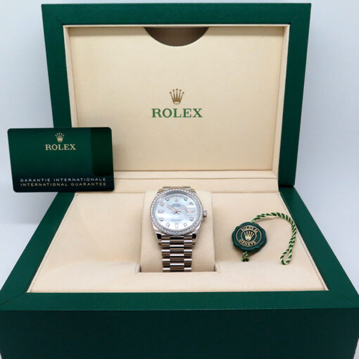 Rolex 128349RBR Day Date 36 with Mother of Pearl Diamond Dial & Diamond Bezel - Image 2