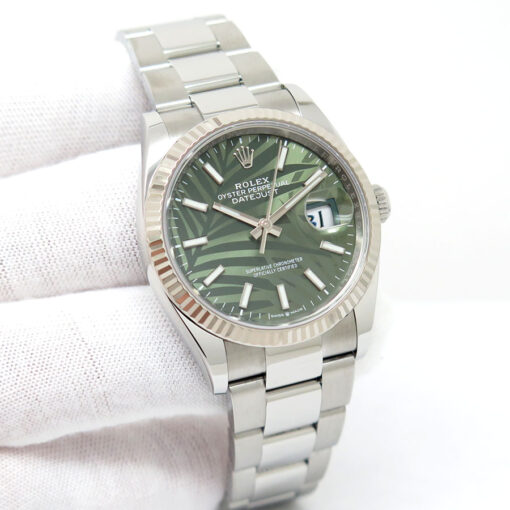 Rolex 126234 Datejust with Olive Green Palm Motif Dial on Oyster