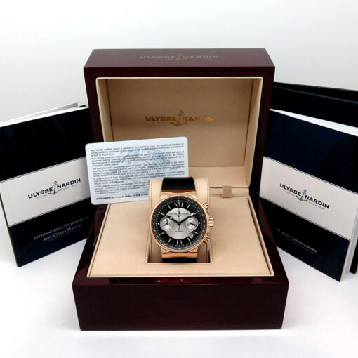 Ulysse Nardin 356-66 Marine Chronograph 18K Rose Gold with Rhodium Dial - Image 2