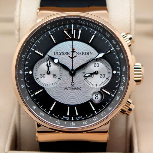 Ulysse Nardin 356-66 Marine Chronograph 18K Rose Gold with Rhodium Dial - Image 3