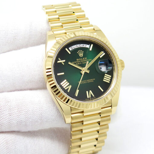 Rolex 228238 Day Date 40 18K Yellow Gold with Ombre Green Roman Dial
