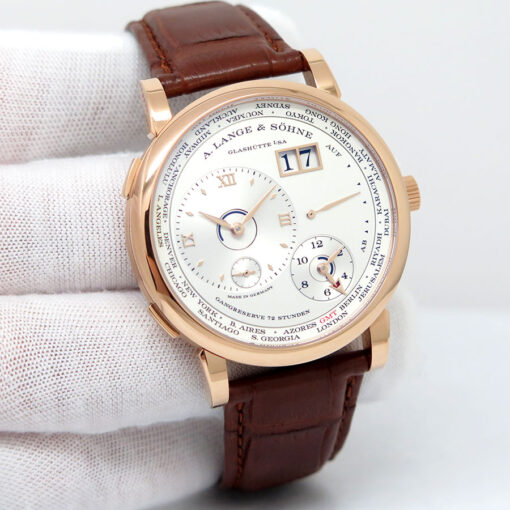 A. Lange & Sohne 136.032 Lange 1 Time Zone 18K Rose Gold with Silver Dial