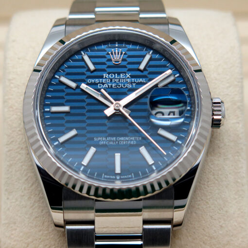 Rolex 126234 Datejust with Blue Fluted Motif Dial on Oyster - Image 3