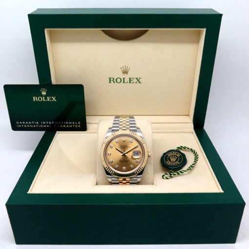 Alternative view of Rolex 126333 Datejust 41 18K/SS with Champagne Diamond Dial on Jubilee