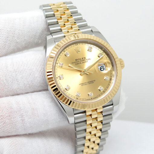 Rolex 126333 Datejust 41 18K/SS with Champagne Diamond Dial on Jubilee