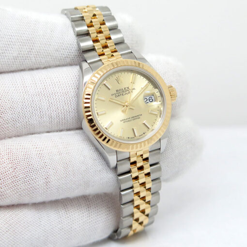 Rolex 279173 Datejust 18K/SS with Champagne Stick Dial on Jubilee