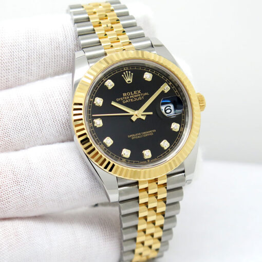 Rolex 126333 Datejust 41 18K/SS with Black Diamond Dial on Jubilee