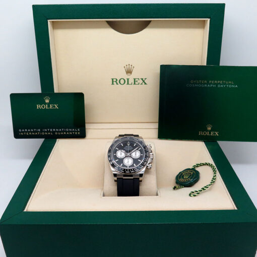 Rolex 126519LN Cosmograph Daytona 18K White Gold with Black Dial on Oysterflex - Image 2