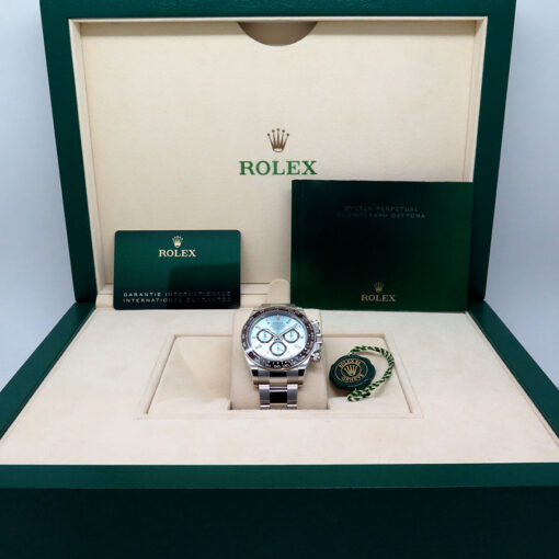 Alternative view of Rolex 126506 Cosmograph Daytona Platinum with Ice Blue Diamond Baguette Dial