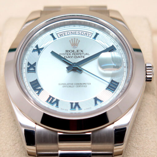 Rolex 218206 Day Date II Platinum with Ice Blue Concentric Roman Dial - Image 3