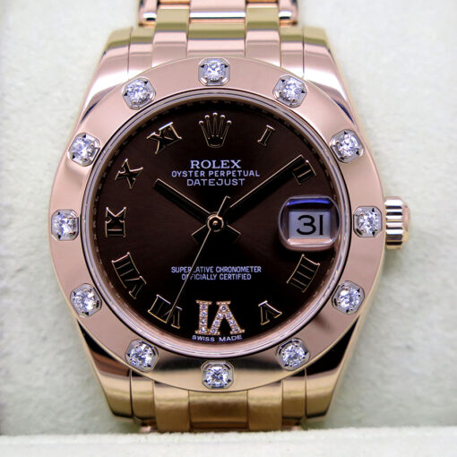 Rolex 81315 Datejust Pearlmaster with Chocolate Roman Diamond VI / Bezel - Image 4
