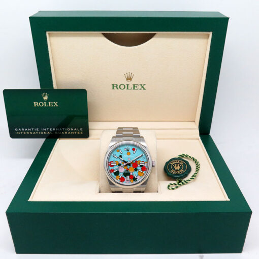 Rolex 124300 Oyster Perpetual 41 with Turquoise Celebration Motif Dial - Image 2