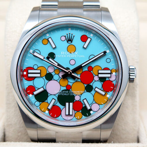 Rolex 124300 Oyster Perpetual 41 with Turquoise Celebration Motif Dial - Image 3