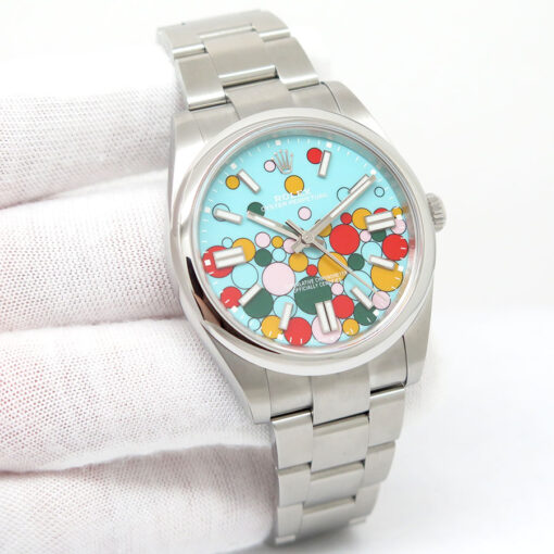 Rolex 124300 Oyster Perpetual 41 with Turquoise Celebration Motif Dial