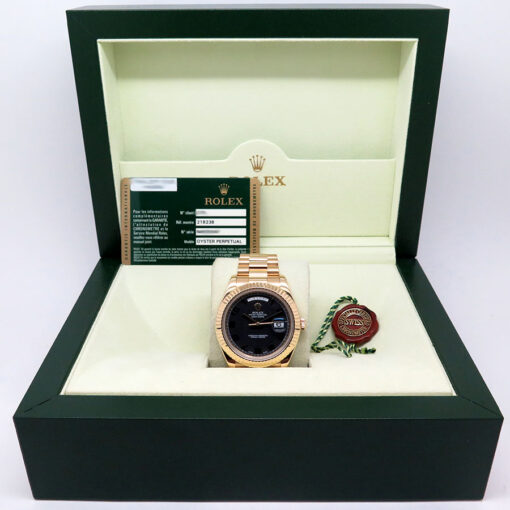 Rolex 218238 Day Date II 18K Yellow Gold with Dark Grey Arabic Dial - Image 2