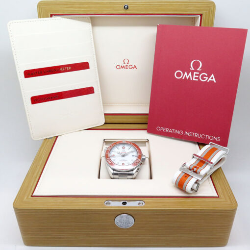 Omega Seamaster 600m Planet Ocean with White Dial and Orange Bezel - Image 2
