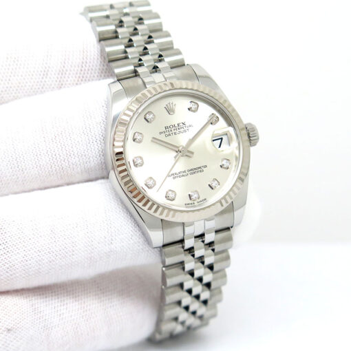 Rolex 178274 Datejust with Silver Diamond Dial on Jubilee